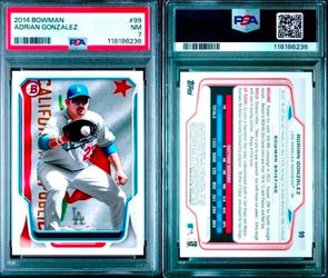 2014 BOWMAN LOS ANGELES DODGERS ADRIAN GONZALEZ NO NAME ERROR