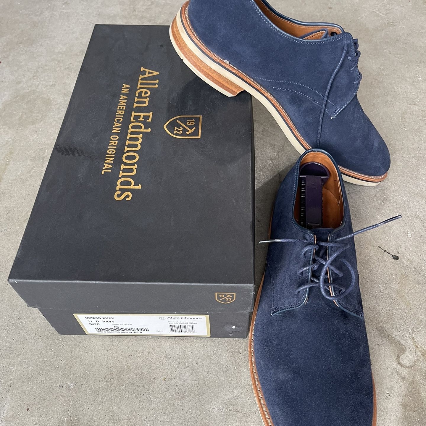 Allen Edmonds Port Washington‎ Nomad Suede Lace Up Blue Dress Casual Shoes 9.5 D Winstonmok Wingtip Derby Dress Shoe | Men main image 2