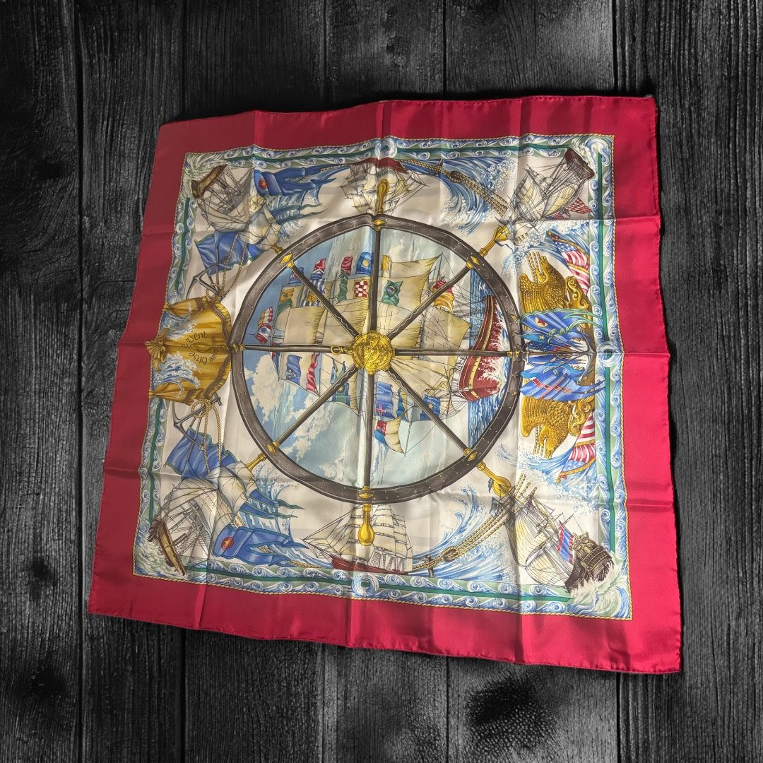 HERMES VIVE LE VENT 90cm scarf 100% Silk