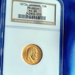 1872- German 10 Mark.Prussia Kingdom☆RARE☆