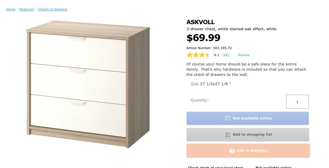 Ikea askvoll chest 2024 of 3 drawers