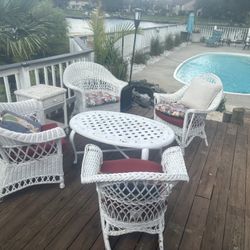 7 PIECE Wicker Set Vintage Patio Furniture 