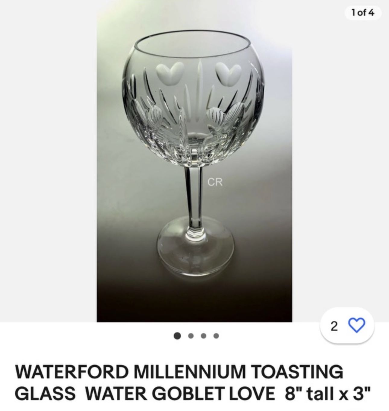 2 Waterford Crystal Water Tasting Glasses.