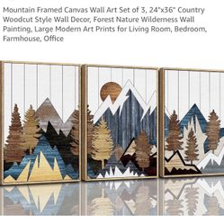Mountain Framed Canvas Wall Art Set of 3,