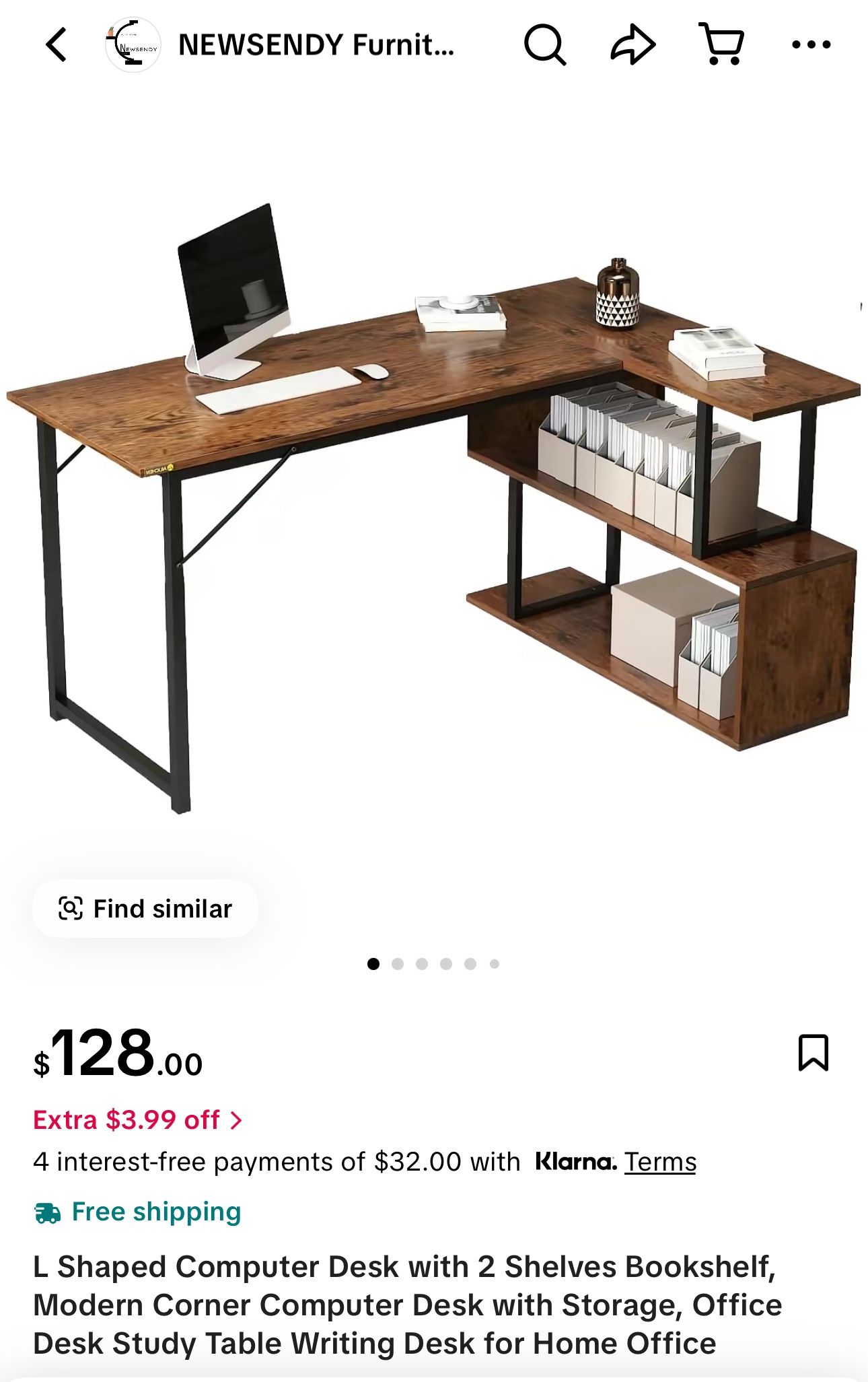 L Shaped Computer Desk with 2 Shelves Bookshelf, Modern Corner Computer Desk with Storage, Office Desk Study Table Writing Desk for Home Office