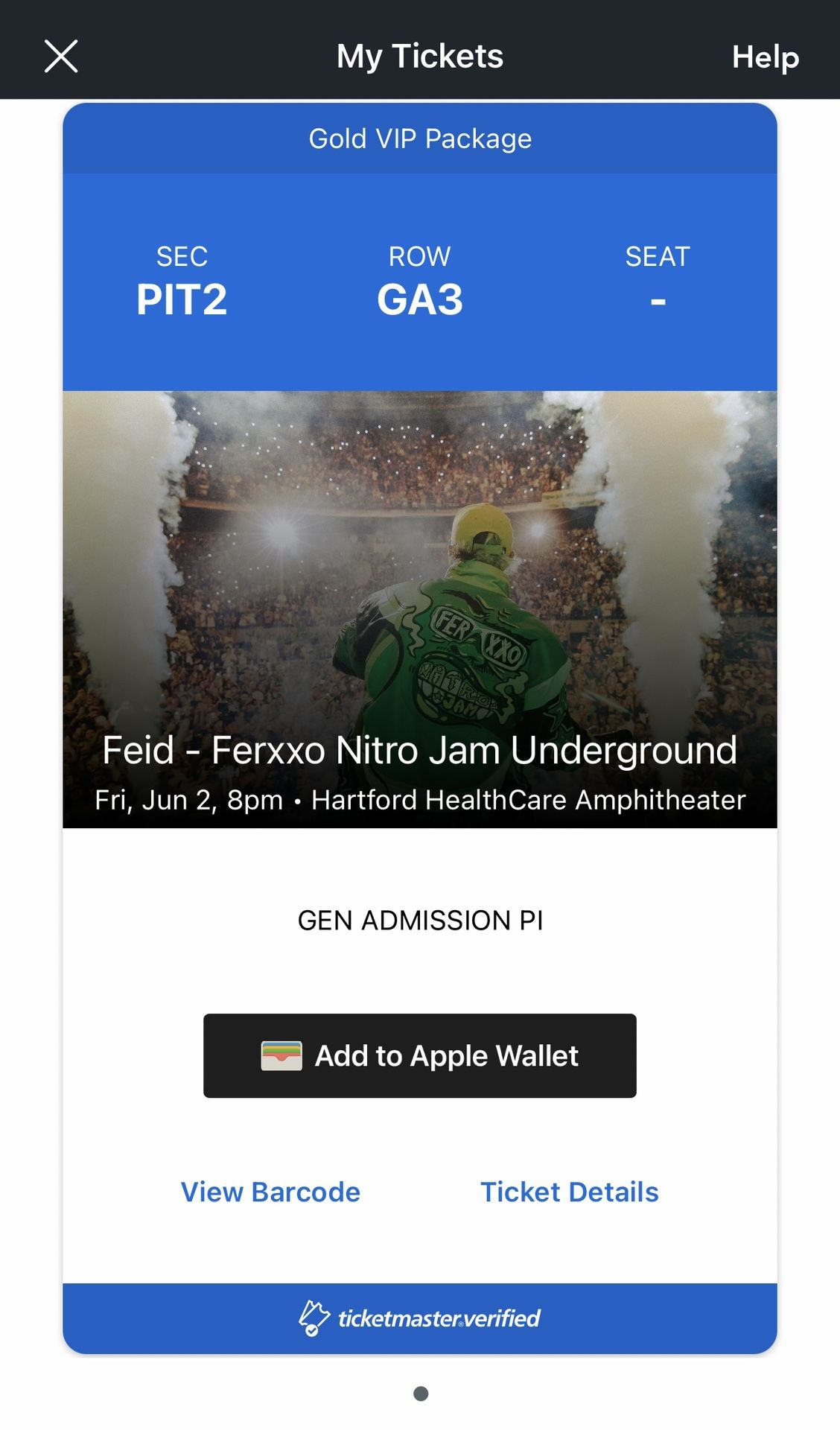 Feid Ferxxo Connecticut Concert GA Pit VIP ticket