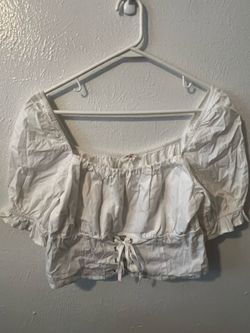 Chocolate White Puff Sleeve Corset Top – Size M