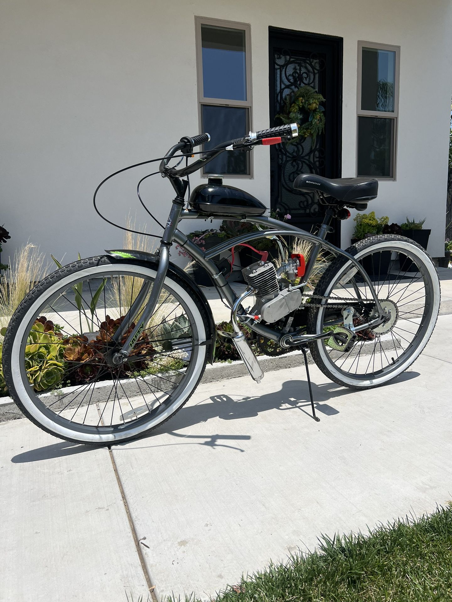 100cc Motorized Bike on Grey Beach Cruiser for sale