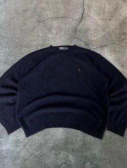 Polo Ralph Lauren Navy Blue 100% lambswool Knit Crewneck Sweater