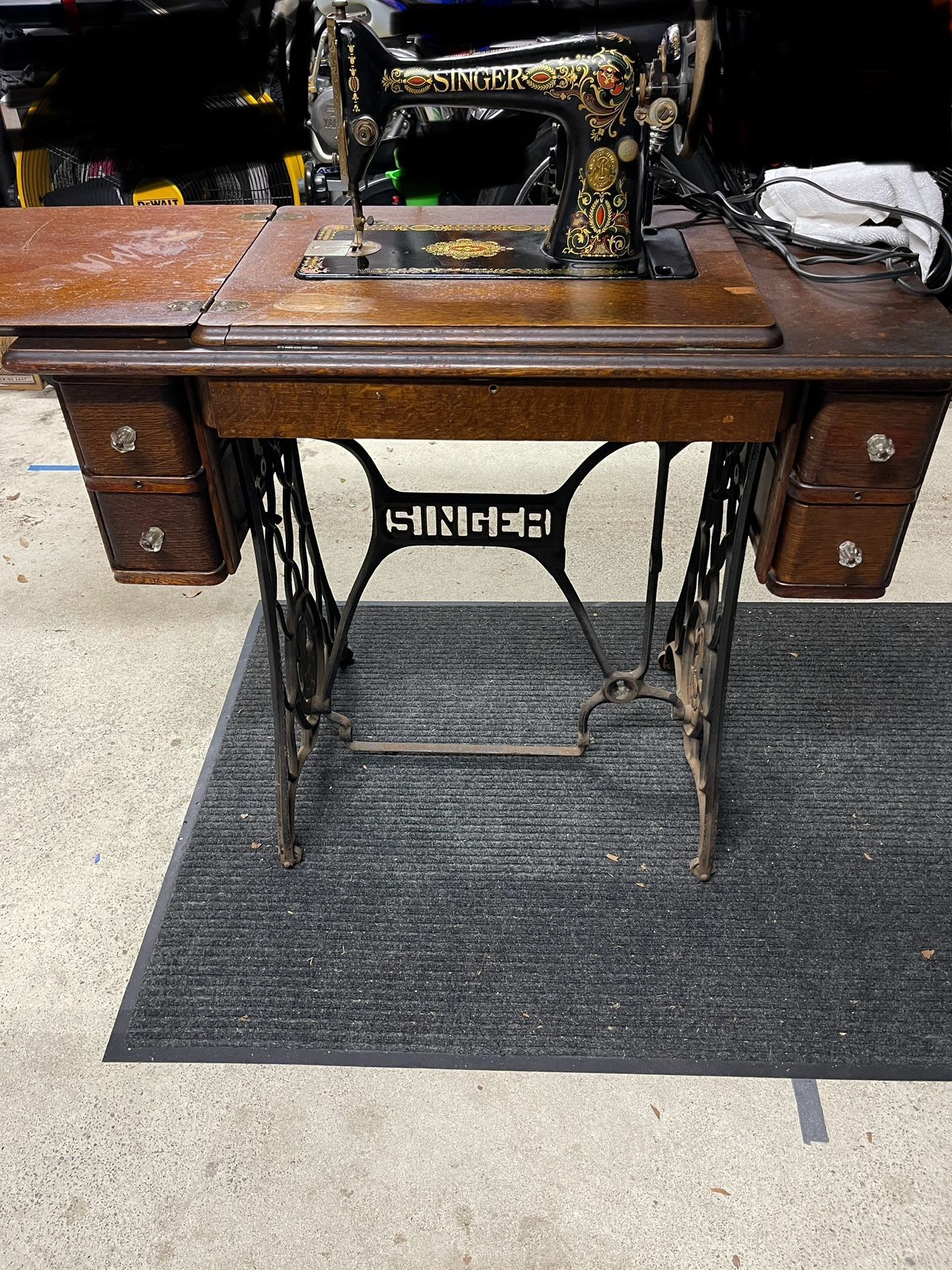 Antique Singer 66 Series 1913 Sewing Machine Treadle Electric Conversion 