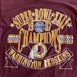 Vintage Washington Redskins T Shirt Supper Bowl XXII Logo 7 1987