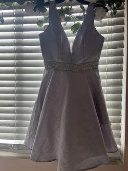 v neck cocktail satin silver dress