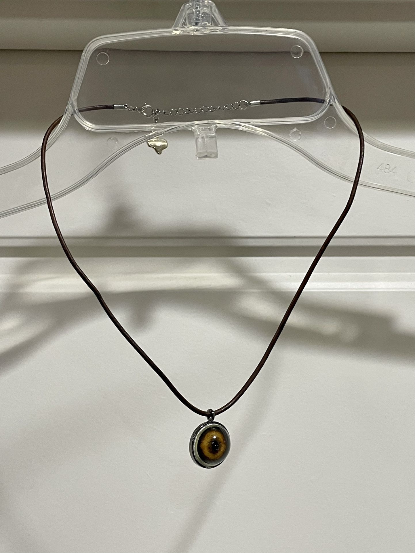 Light brown eyeball choker cord necklace