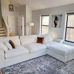 Comfy White Sofa With Chase - Other Colors Available - 0 Money Down - SAME DAY DELIVERY - NO CREDIT NEEDED - LivingRoom Furniture 