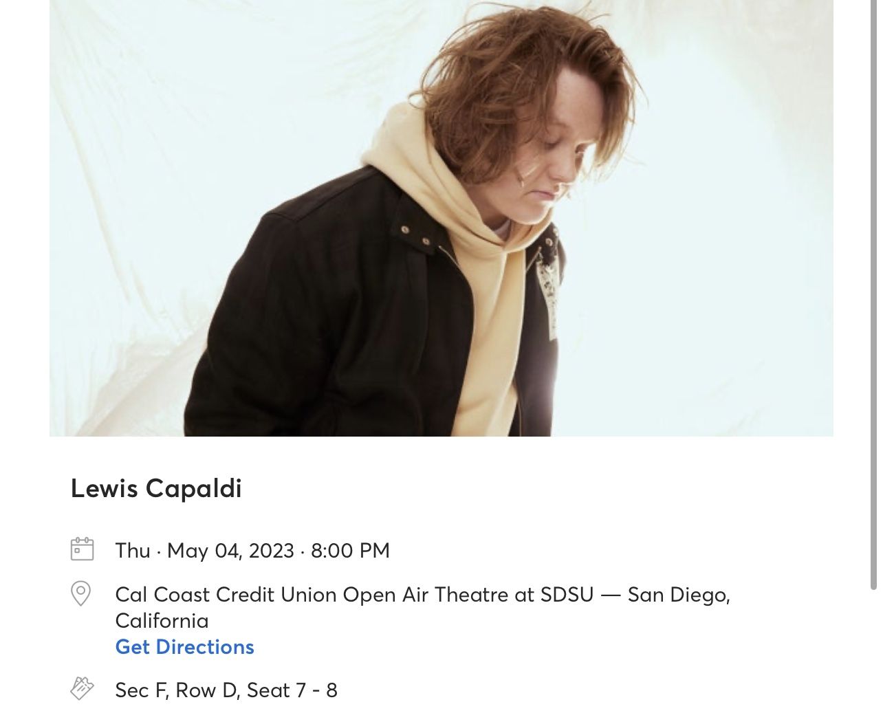 Lewis Capaldi San Diego Tickets