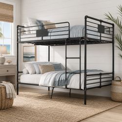 ANTIQUE BLACK FINISH FULL OVER FULL SIZE BUNKBED LITERA