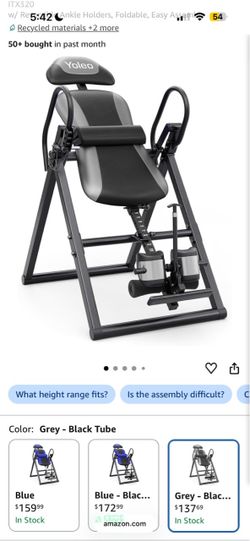 Yoleo ITX320 Inversion Table Grey Black