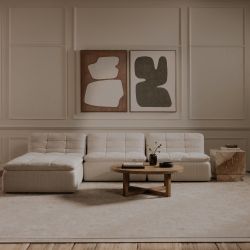 Lino Textured Oat Armless Modular Sofa