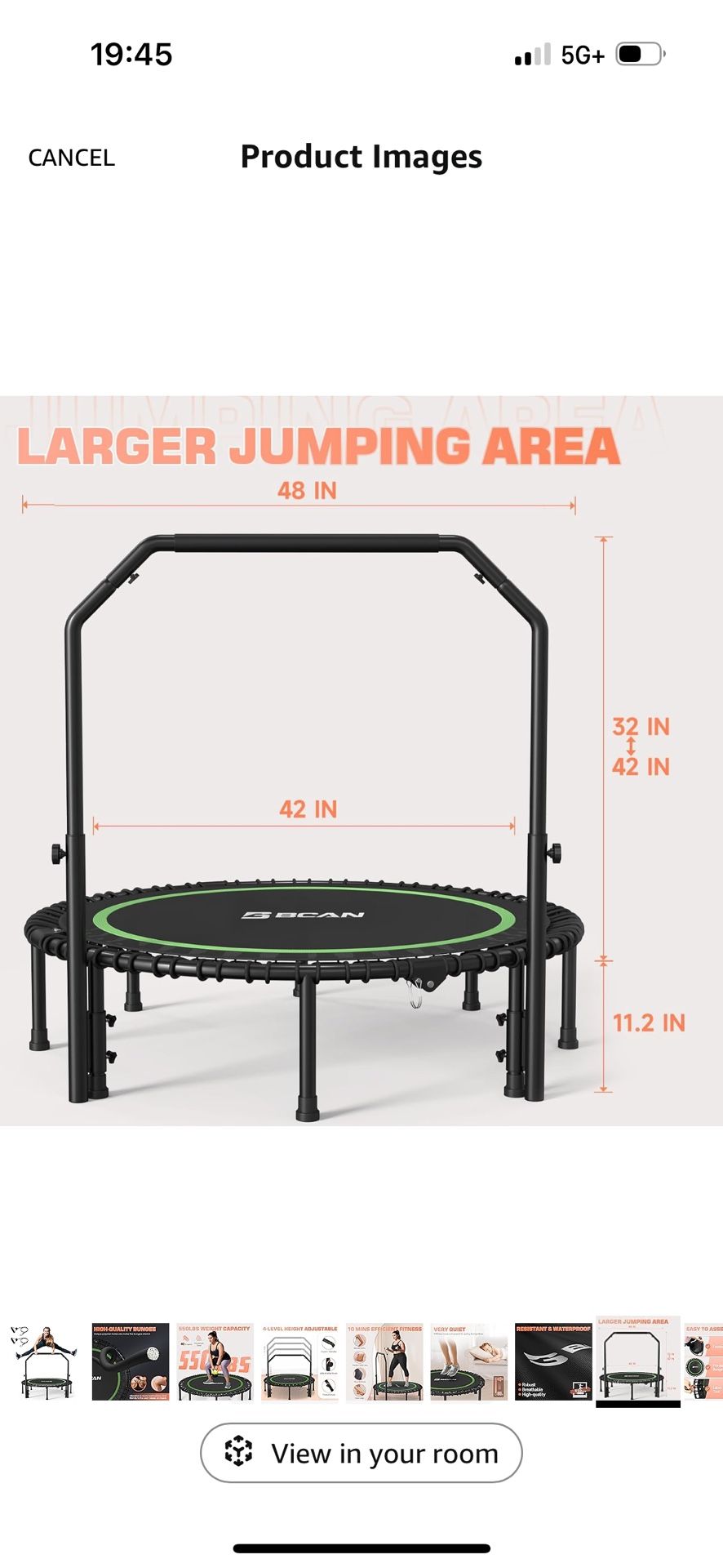 BCAN 48" Foldable Mini Trampoline