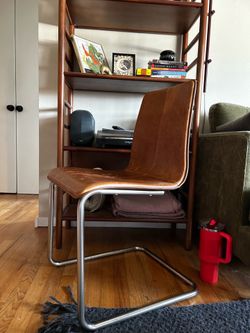 CB2 Leather Dining Chairs x2
