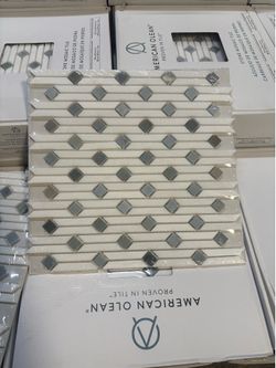 Backsplash Deco Tile White/Blue 10 unit ( 10.31 SqFt) Per Box Price $6 Per Each Sheet