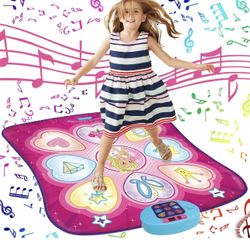 New Dance Mat - Rhythm Step Play Mat - Dance Game Toy Pad with LED Lights, Gift for Kids Girls 3-12, Adjustable Volume, Built-in Music, 3 Challenge Le