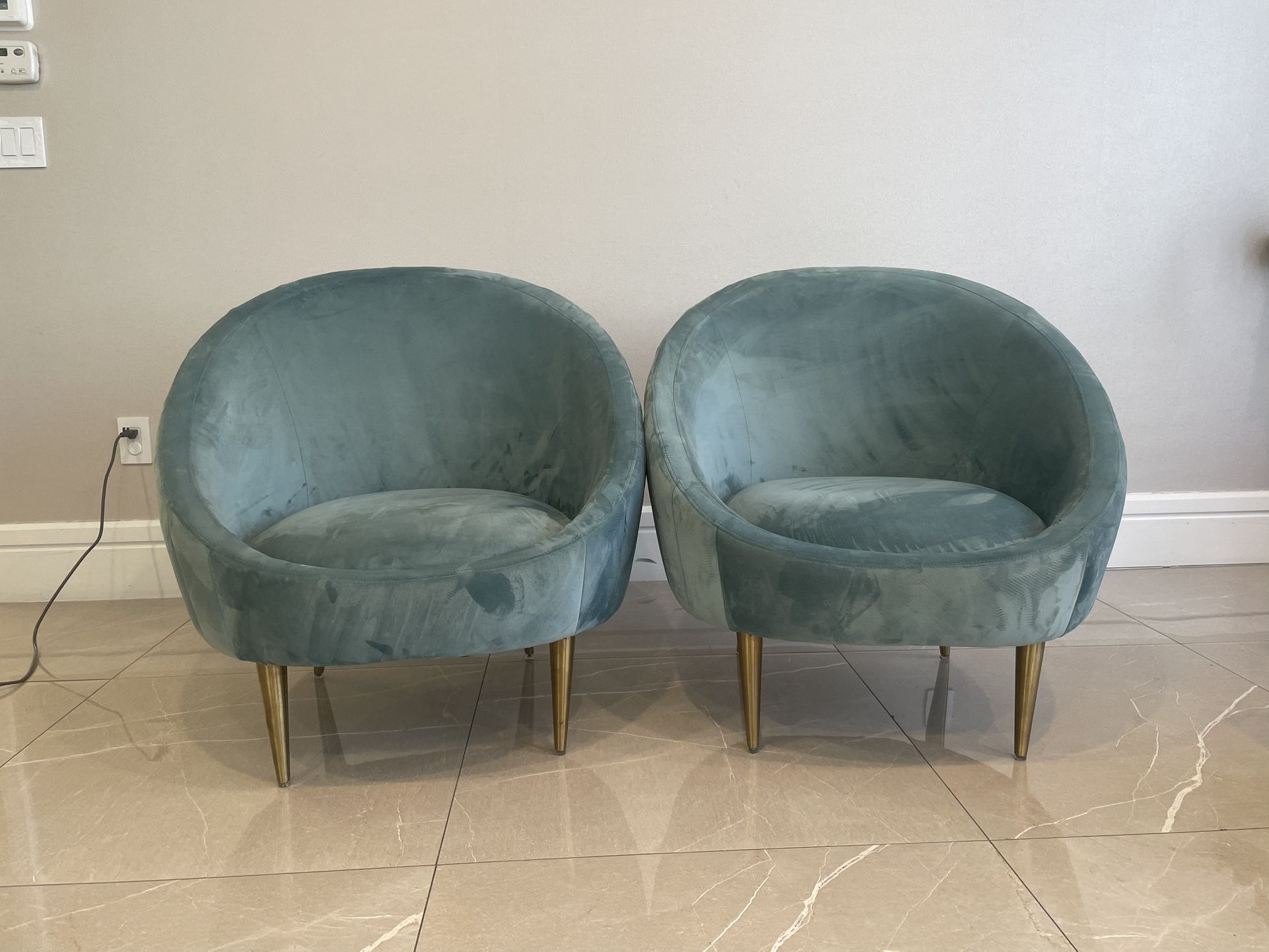 Seafoam Green Accent Chairs With Gold Legs