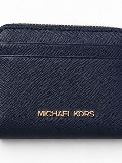 Michael Kors Navy Blue Saffiano Leather Zip Wallet