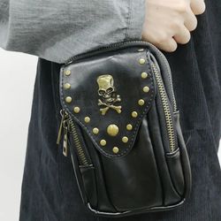 punk style crossbody bag gothic skull mobile phone bag