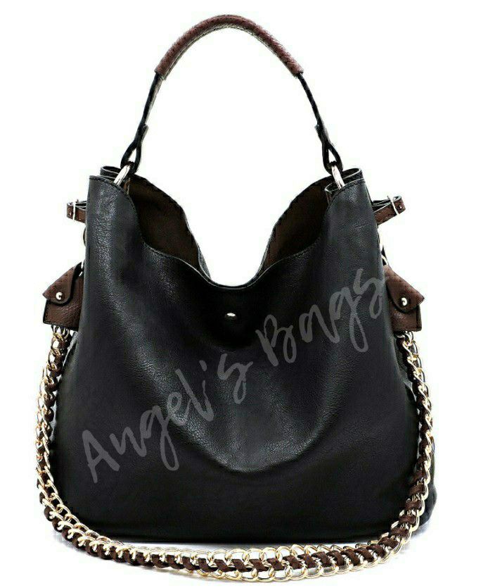 Black Fashion Chain 2 in 1 shoulder bag / Cartera negra 2 en 1