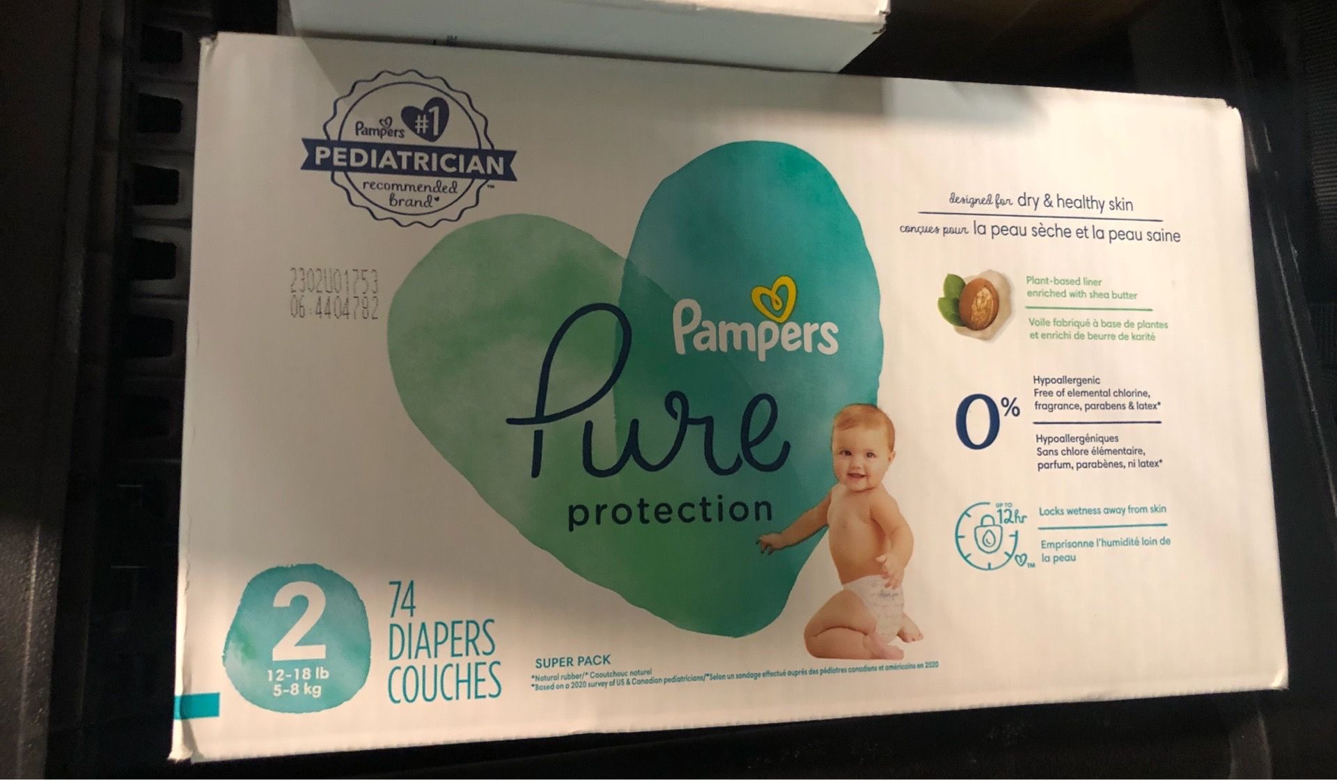 Pampers pure size 2/ 72 count/ New/ $20 cash, firm/ blue diamond and rainbow