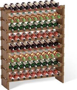 Domax Wine Rack Freestanding Floor 72 Wine Bottle Holder 8 Tier Stackable Bamboo ⭐NEW IN BOX⭐