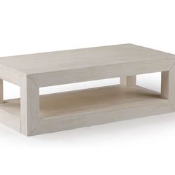 48” White Sand Solid Wood Coffee Table
