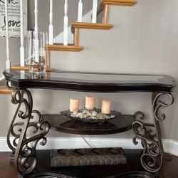 Glass  end tables and console table 