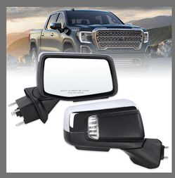 Right Passenger Side Mirror Compatible With 2019-2026 GMC Sierra 1500 With Power Folding Heated Turn Signal Puddle Light Memory Temperature Sensor Chr