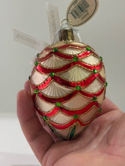 Waterford Holiday Heirlooms Jeweled Pine Cone Blown Glass Christmas Ornament
