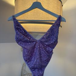 Purple Sequin One-Piece Bodysuit