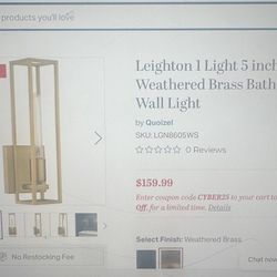 Two Brass Bath Light Wall Light