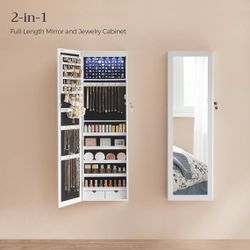 Full Length Mirror/Jewelry/Storage Cabinet (includes set of 2 keys)