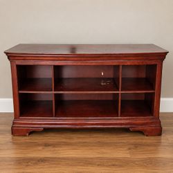 Reddish TV stand with 6 compartments, 58x18x32 inch
