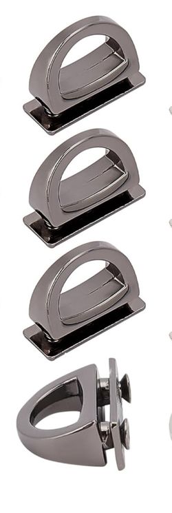 Metal D-Ring Bag Buckles, Chain Link Clip Buckles Multi-Purpose D Ring with Screws Purse Suspension Clasps Strap Lanyard Hooks for DIY Leather Craft H