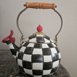 Mackenzie Childs Courtly Check Whistling Tea Kettle 