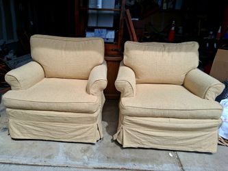 ✨ PAIR of Designer-Style Skirted Club Chairs ✨