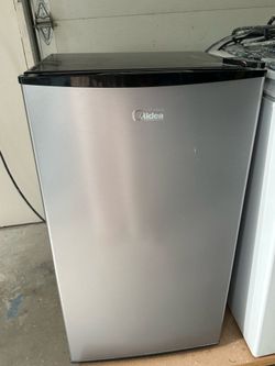 Midea mini black and stainless steel fridge