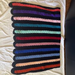HAND CROCHETED colorful blanket 42”x68”