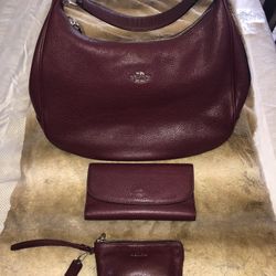 Coach Sig. Hobo bag w/matching wallet & cosmetic case