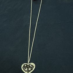 Heart-shaped pendant With Zirconia Jewels & Black Stones