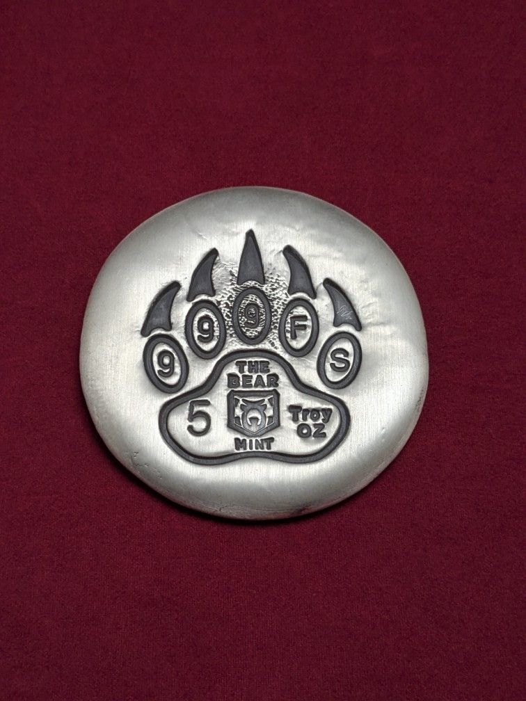 Silver .999 Round 5ozs. The Bear 🐻 Mint ~ Rare ~ Serial #1