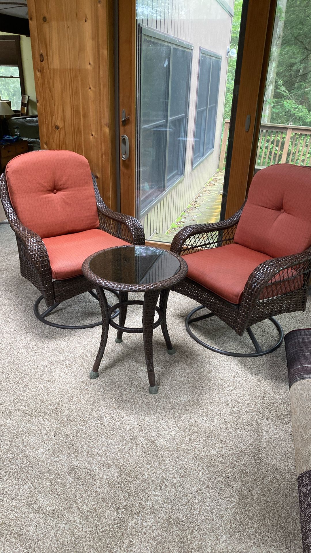 Better homes Three Pc Swivel Chairs With End Table