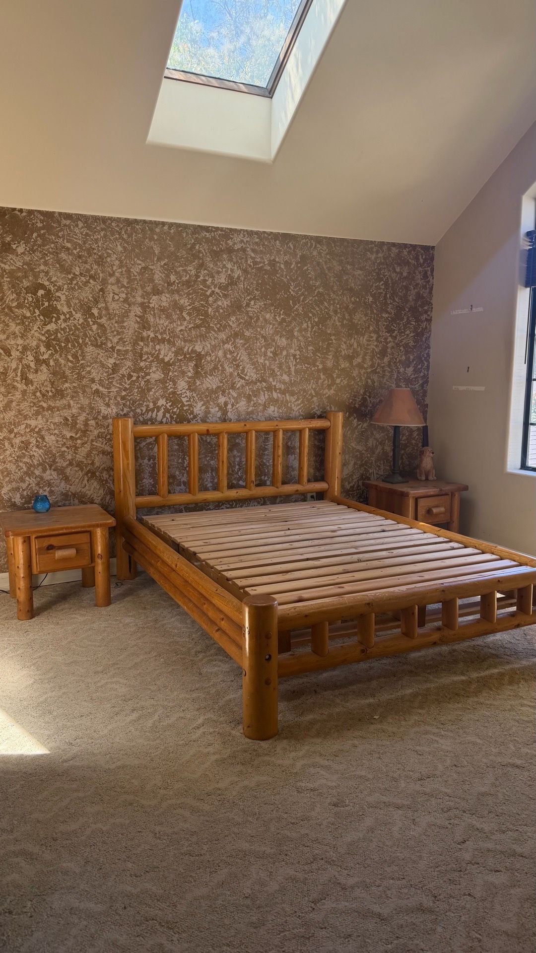 Bedroom wooden bed and cabinets set